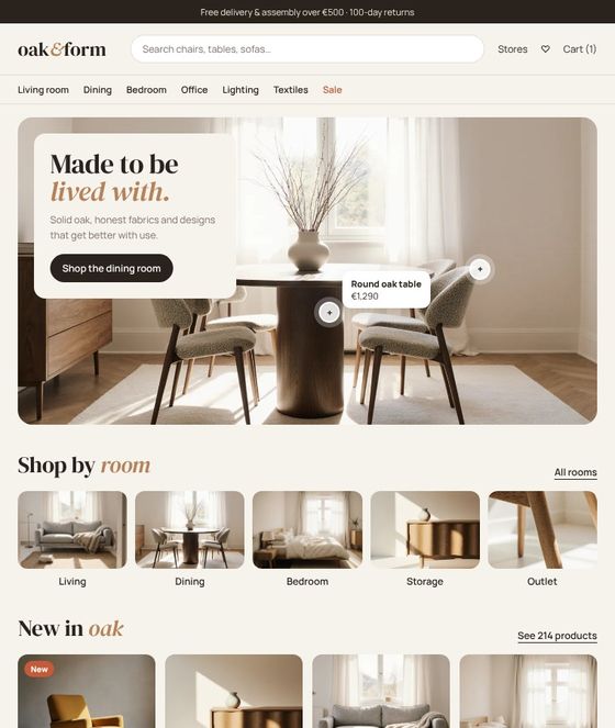 Design furniture store website concept