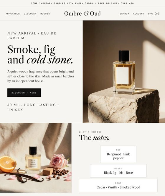Niche perfume boutique website concept